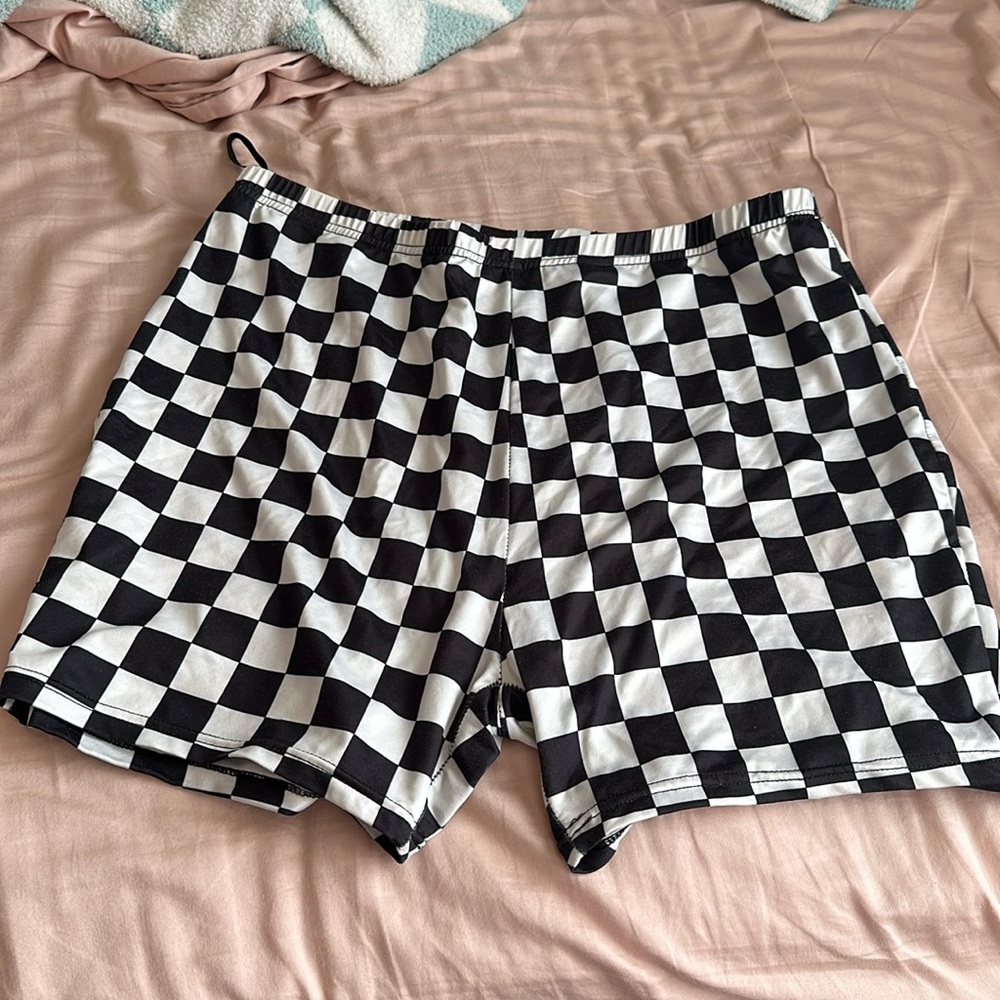 Checkered bike shorts plus size